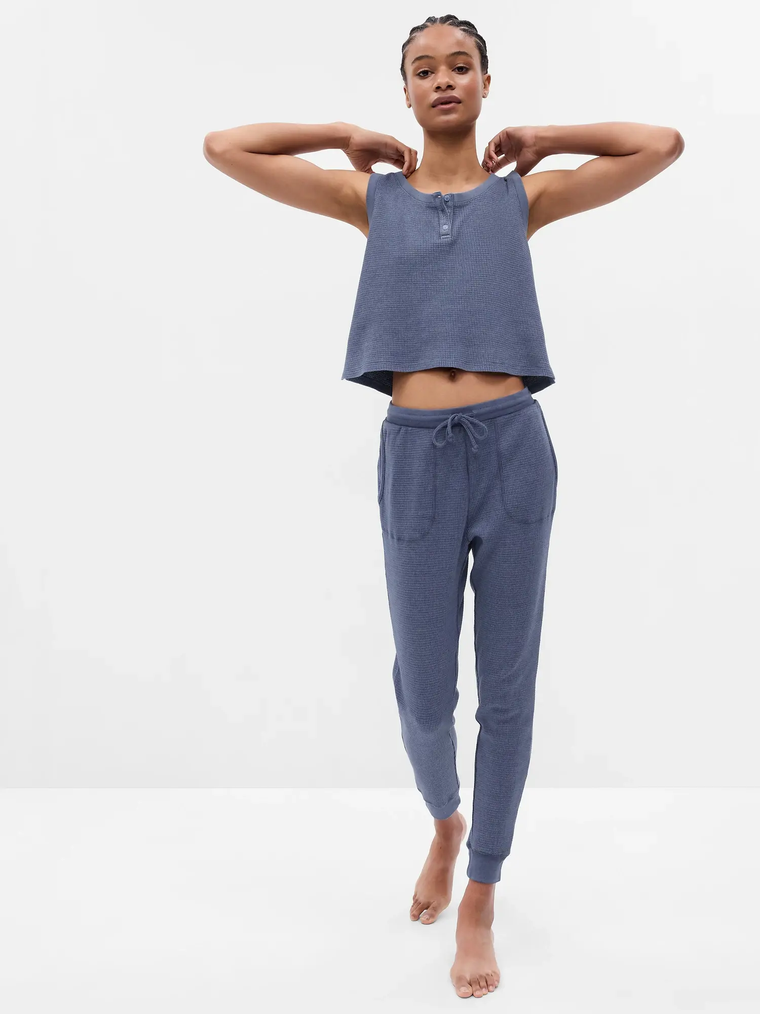 Gap Waffle PJ Joggers blue. 1