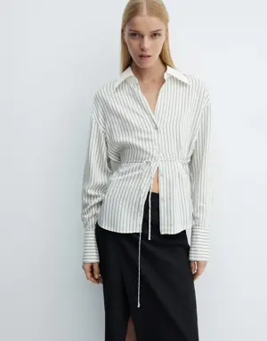 Striped bow blouse