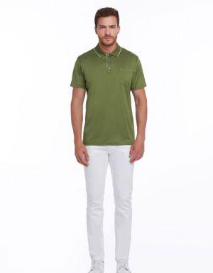 Yeşil Regular Fit %100 Pamuk Basic Merserize Polo Yaka Tişört