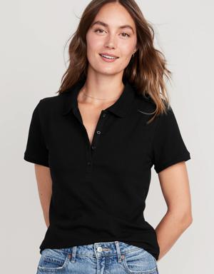 Uniform Pique Polo Shirt for Women black