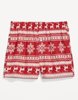 Printed Flannel Pajama Boxer Shorts for Men -- 3.75-inch inseam red
