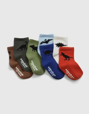 Toddler Print Crew Socks (7-Pack) blue