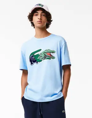 Lacoste Camiseta de hombre Holiday relaxed fit con estampado de cocodrilo oversized