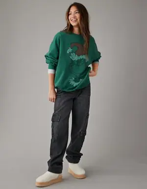 Oversized Holiday Grinch Graphic Sweatshirt