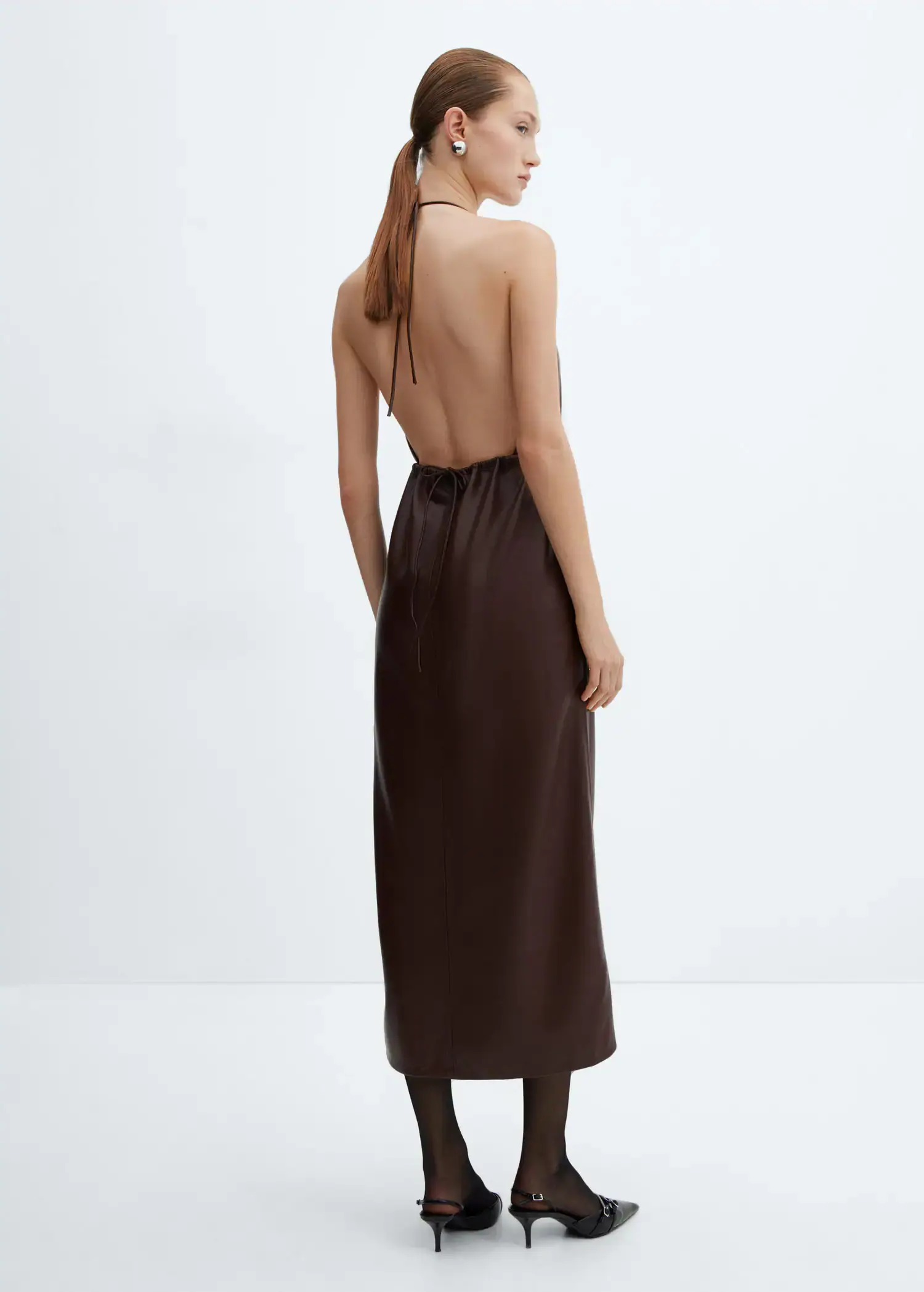 Mango Leather-effect halter dress. 3