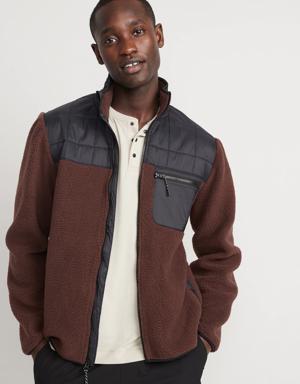 Cozy Sherpa Hybrid Zip Jacket for Men brown