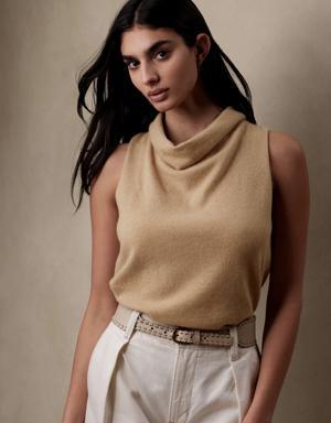 Banana Republic Valli Cashmere Cowl-Neck Top beige