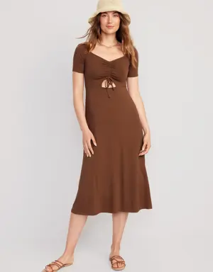 Old Navy Fit & Flare Cutout-Front Midi Dress for Women orange