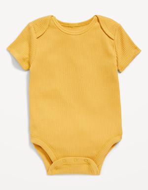 Unisex Short-Sleeve Rib-Knit Bodysuit for Baby yellow