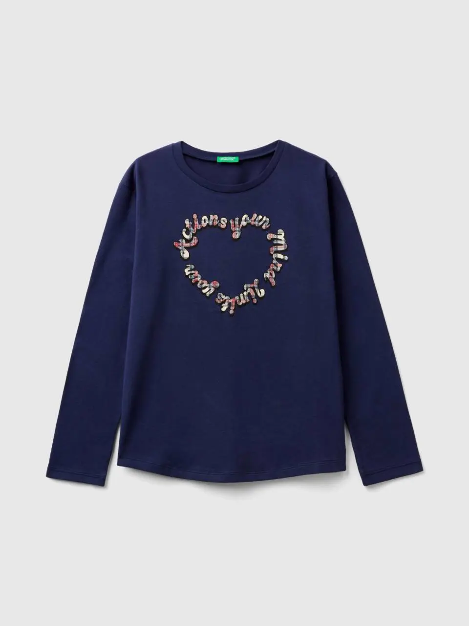 Benetton warm cotton t-shirt with glittery print. 1