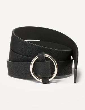 Adjustable Faux Textured-Leather Belt for Women (1.5-inch) black