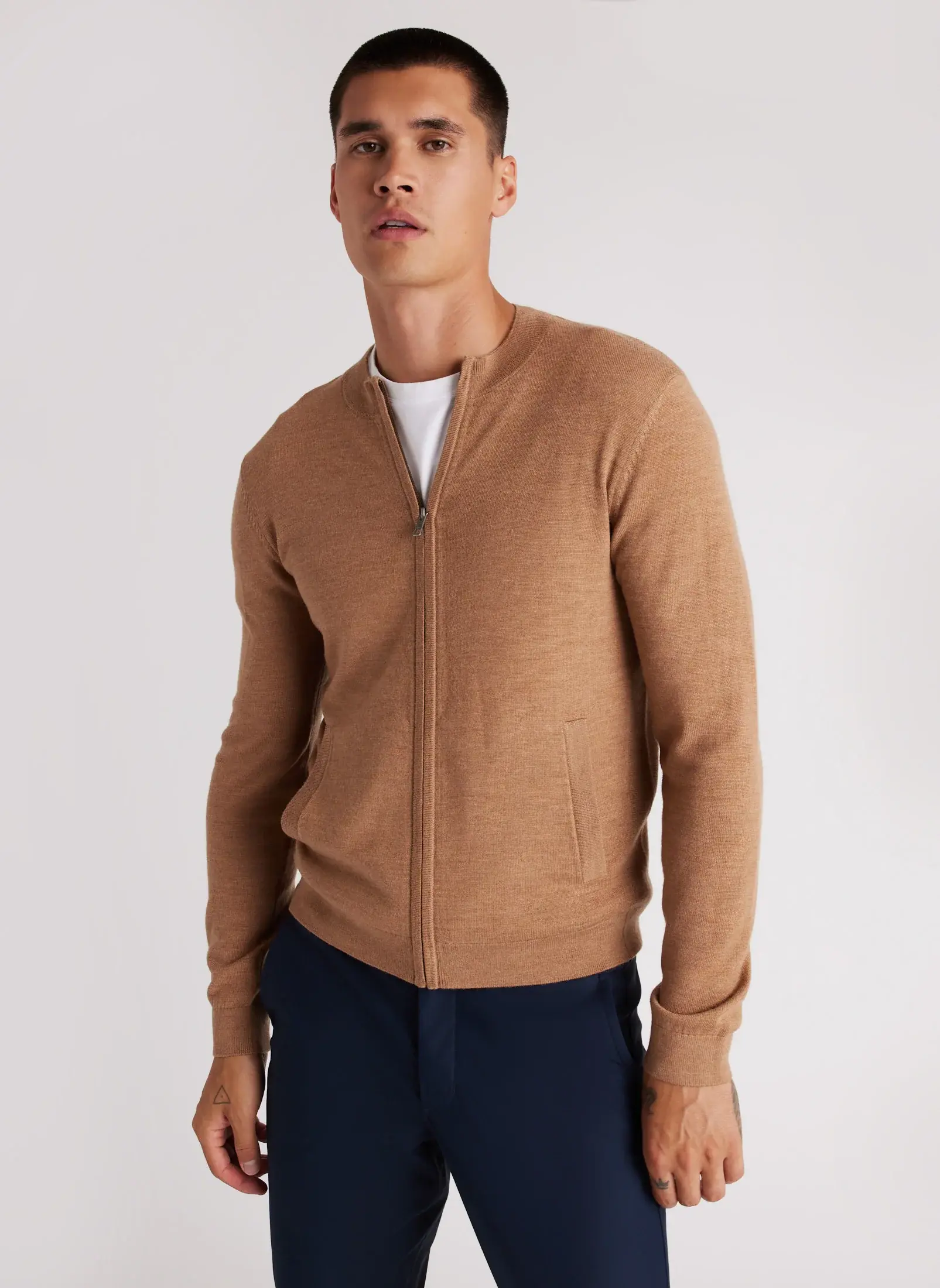 Kit And Ace Pender Full Zip Merino Sweater. 1