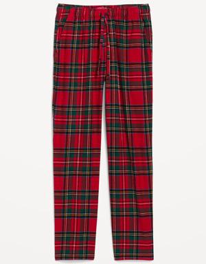 Double-Brushed Flannel Pajama Pants for Men red