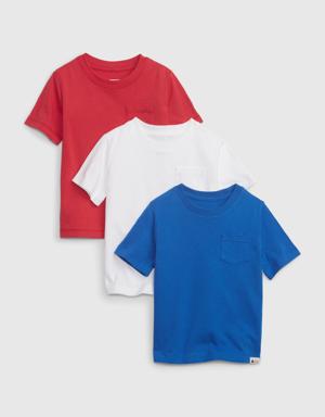 Gap Toddler 100% Organic Cotton Mix and Match Pocket T-Shirt (3-Pack) red