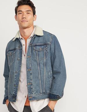 Sherpa-Lined Non-Stretch Jean Jacket for Men