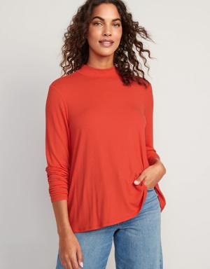 Old Navy Luxe Mock-Neck Rib-Knit Swing T-Shirt for Women multi