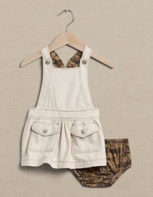 Denim Pinafore Dress for Baby beige