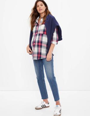 Maternity Everyday Plaid Shirt red