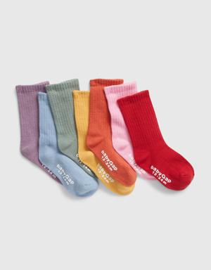 Toddler Organic Cotton Crew Socks (7-Pack) multi