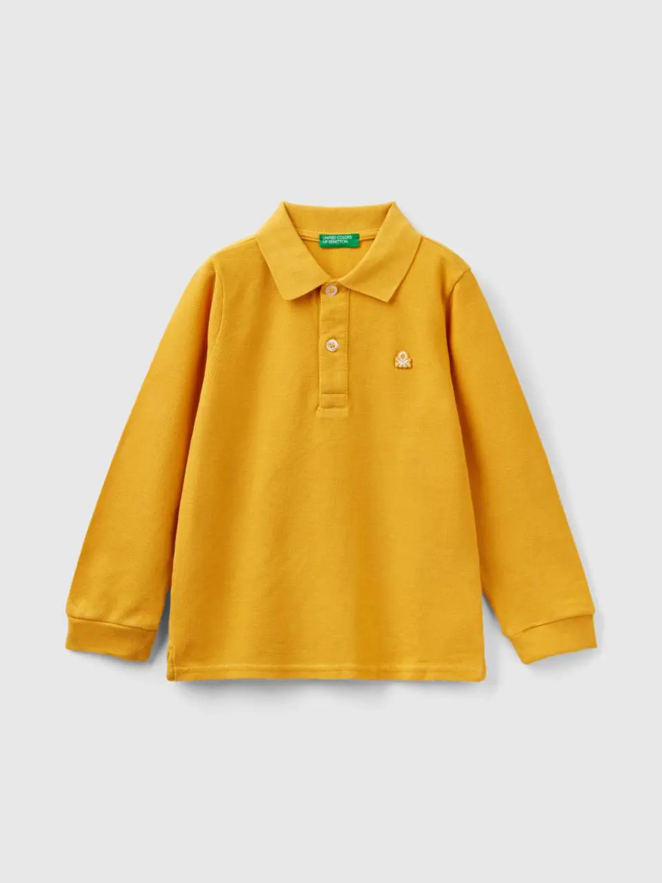 Benetton long sleeve polo in organic cotton. 1