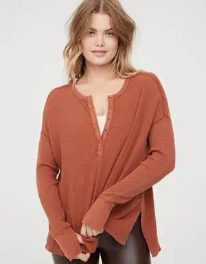 By Aerie Wow! Waffle Henley T-Shirt