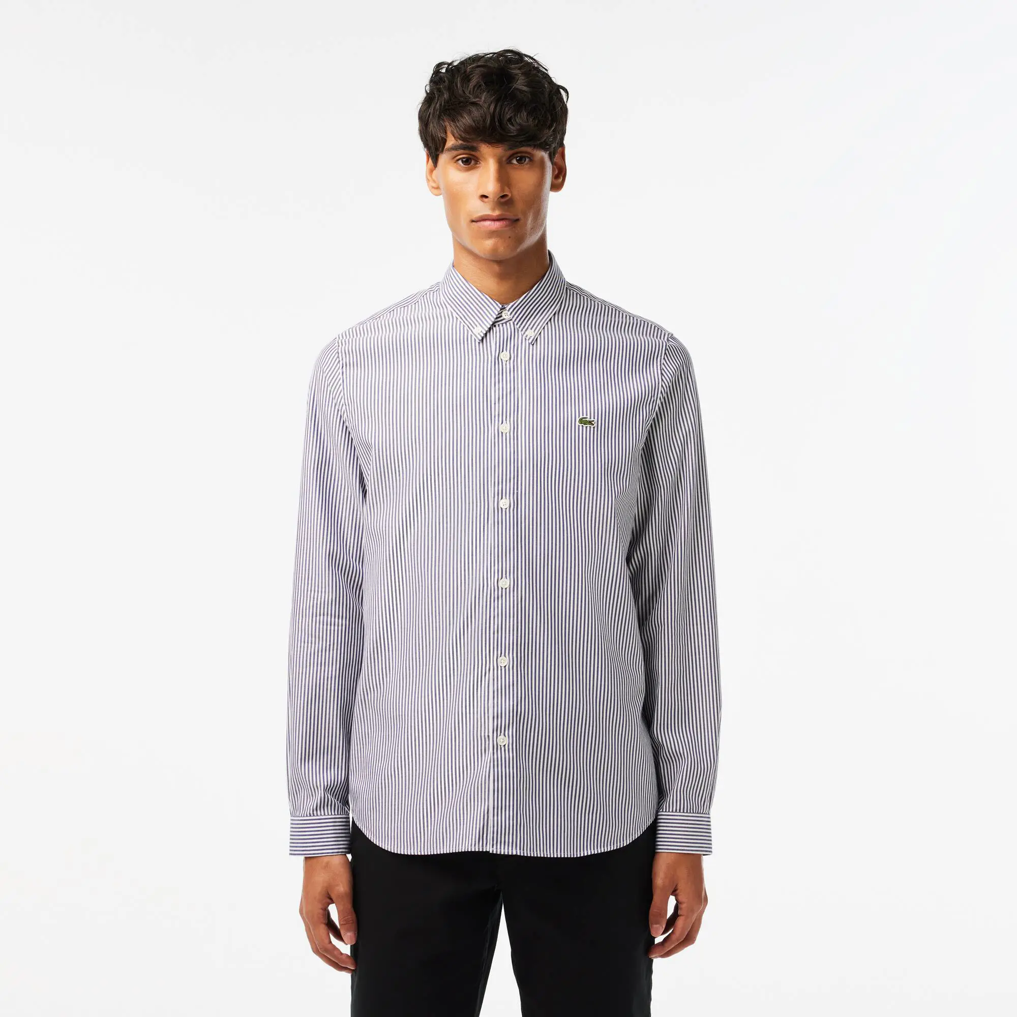 Lacoste Camisa de hombre regular fit en algodón de rayas. 1