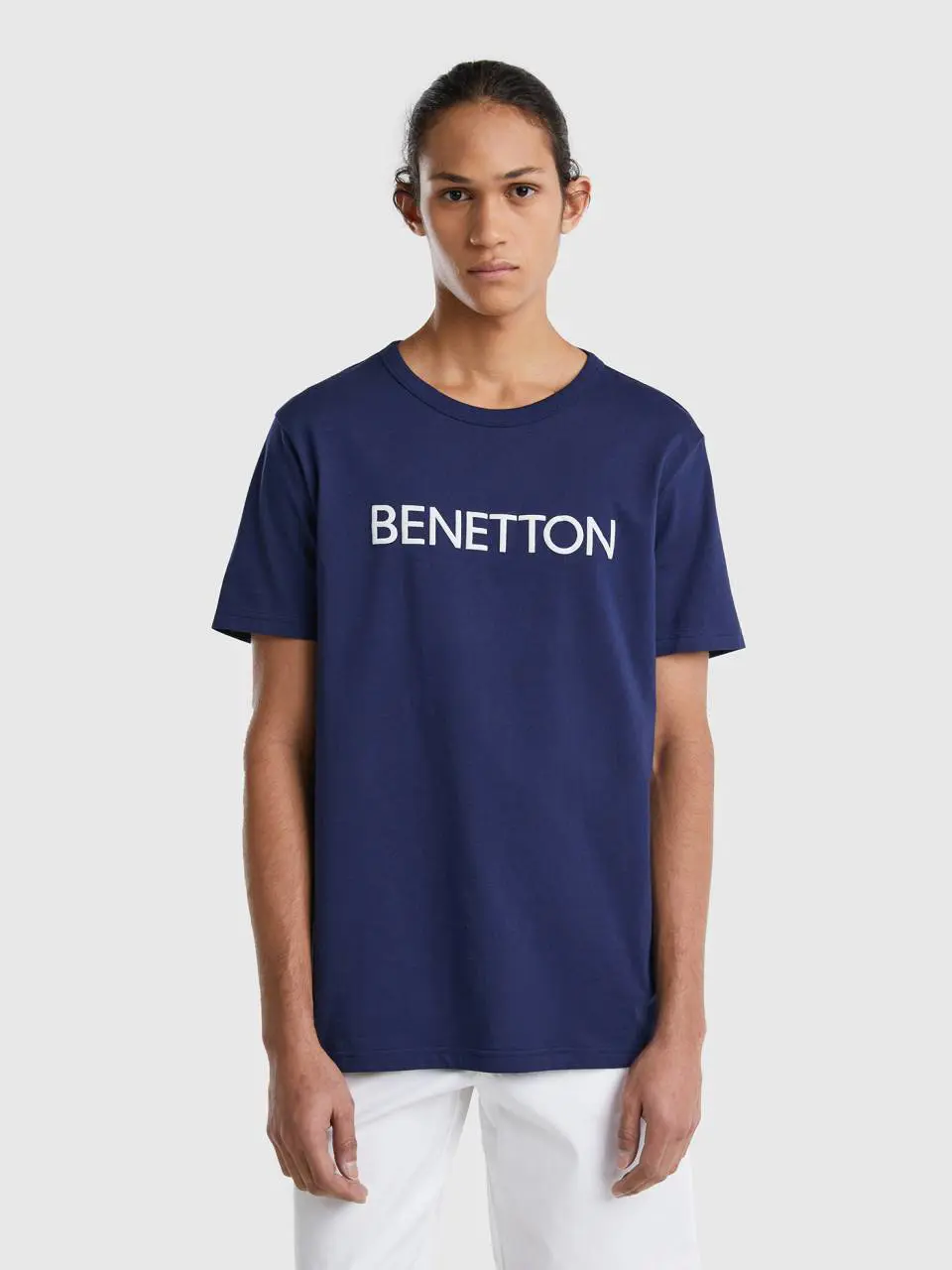Benetton t-shirt in organic cotton with logo print. 1