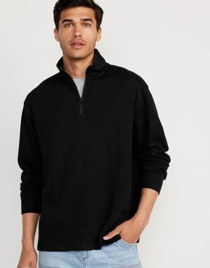 French Rib 1/4-Zip Pullover Sweater for Men black