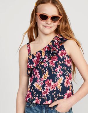Ruffled Puckered-Jacquard Knit One-Shoulder Top for Girls multi