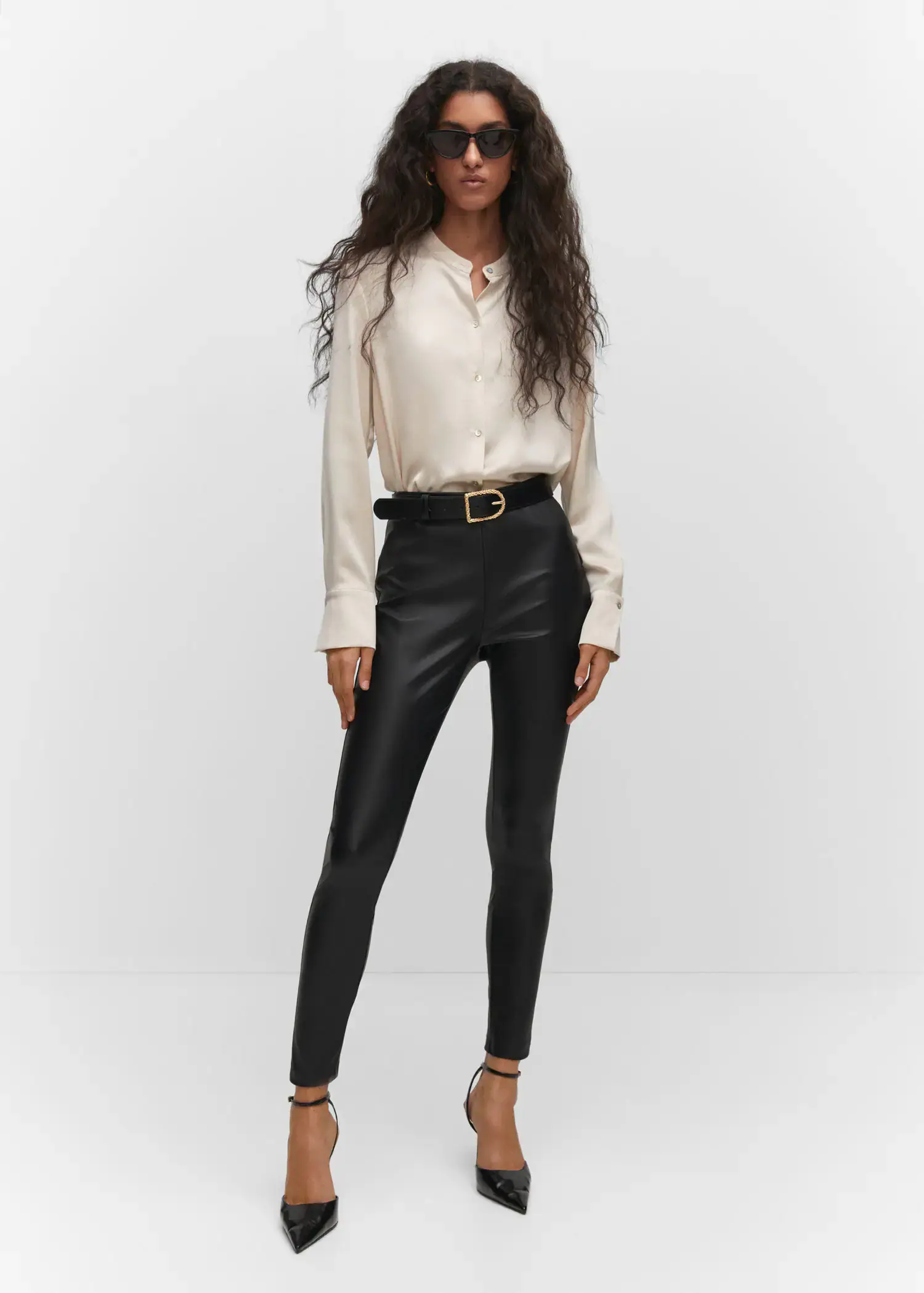 BOSS - Tapered-fit cropped trousers in faux leather