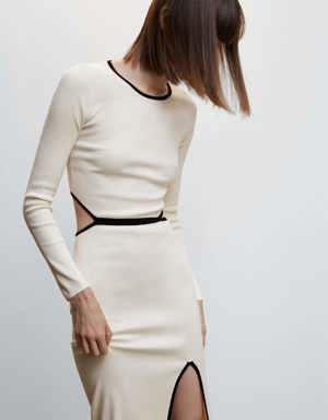 Mango Knitted dress with openings