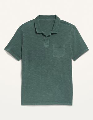 Vintage Garment-Dyed Slub-Knit Polo Shirt for Men green