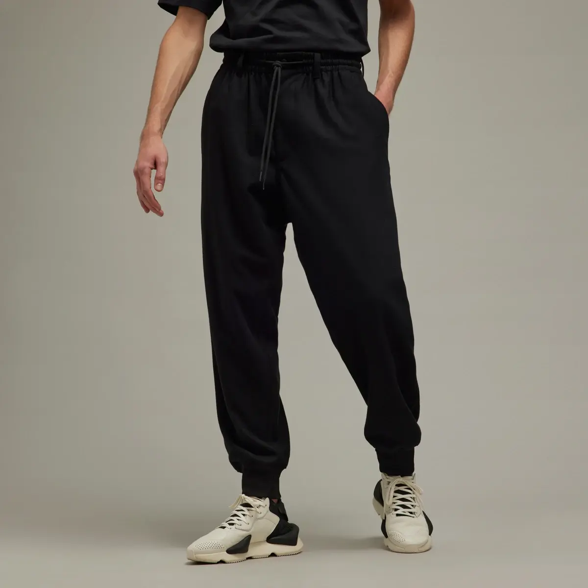 Adidas Y-3 Wool Flannel Cuffed Joggers. 1