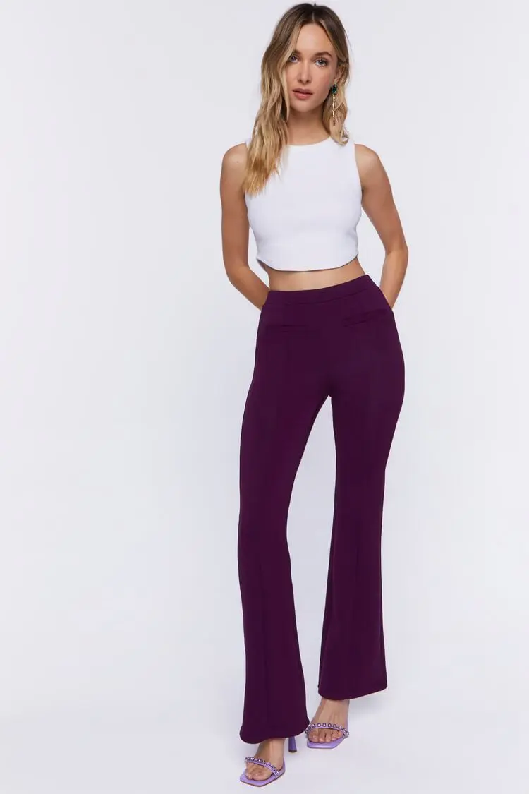 Forever 21 Forever 21 Welt Pocket Flare Pants Plum. 1