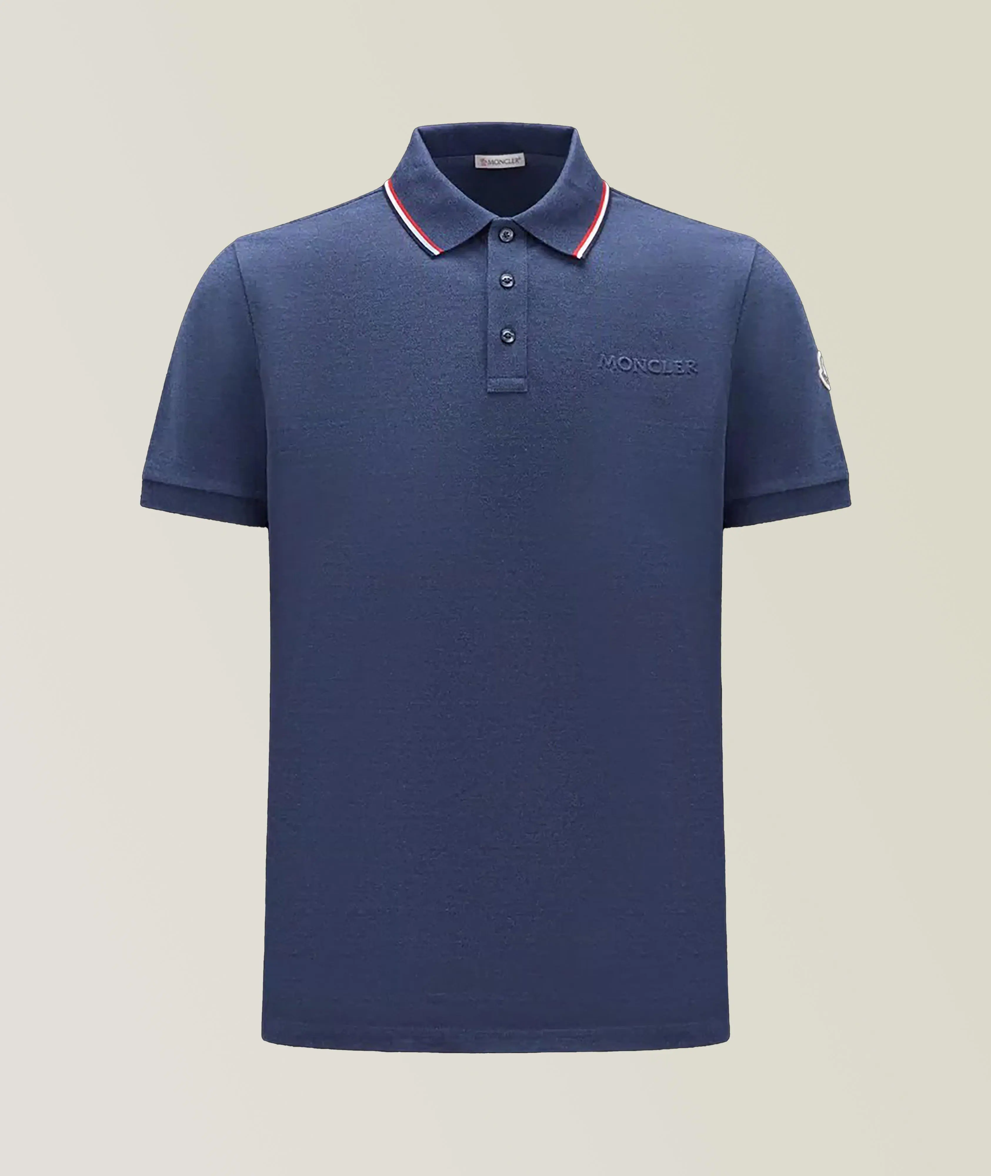 Harry Rosen Tri-Colour Trim Cotton Piqué Knit Polo. 1