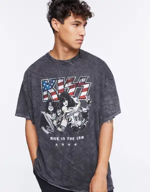 Forever 21 Acid Wash KISS Graphic Tee Black/Multi