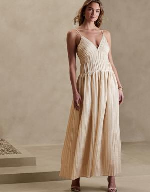 Jacqui Pleated Maxi Dress beige