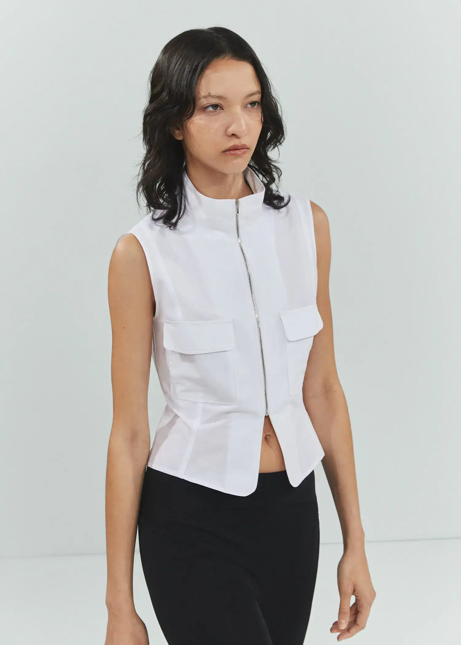 Mango Cotton zipper sleeveless shirt. 1