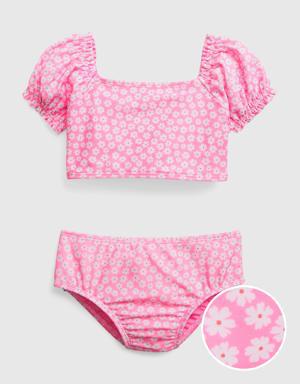 Toddler Recycled Puff Sleeve Swim Two-Piece pink