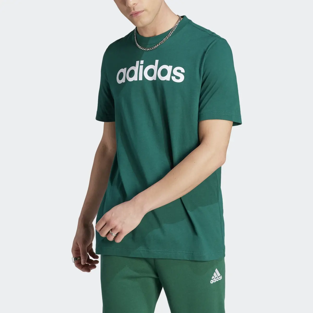 Adidas Essentials Single Jersey Linear Embroidered Logo Tee. 1