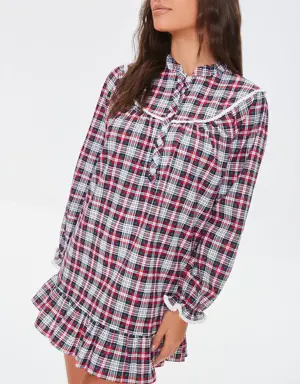 Forever 21 Plaid Flannel Nightgown Red/White