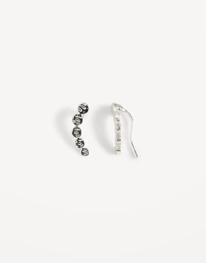 Silver-Plated Hammered Multi-Disc Ear Crawlers for Women silver