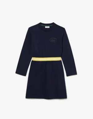 Vestido de niña Lacoste en tejido de punto de algodón con cintura a contraste
