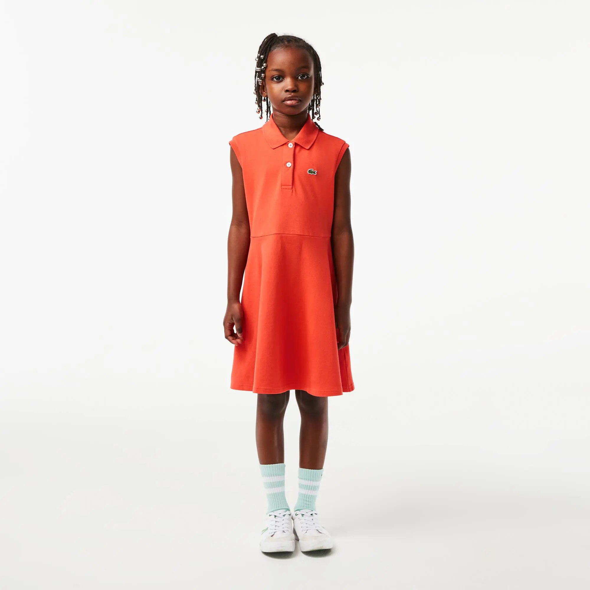 Lacoste Girls’ Lacoste Fit and Flare Stretch Piqué Polo Dress. 1
