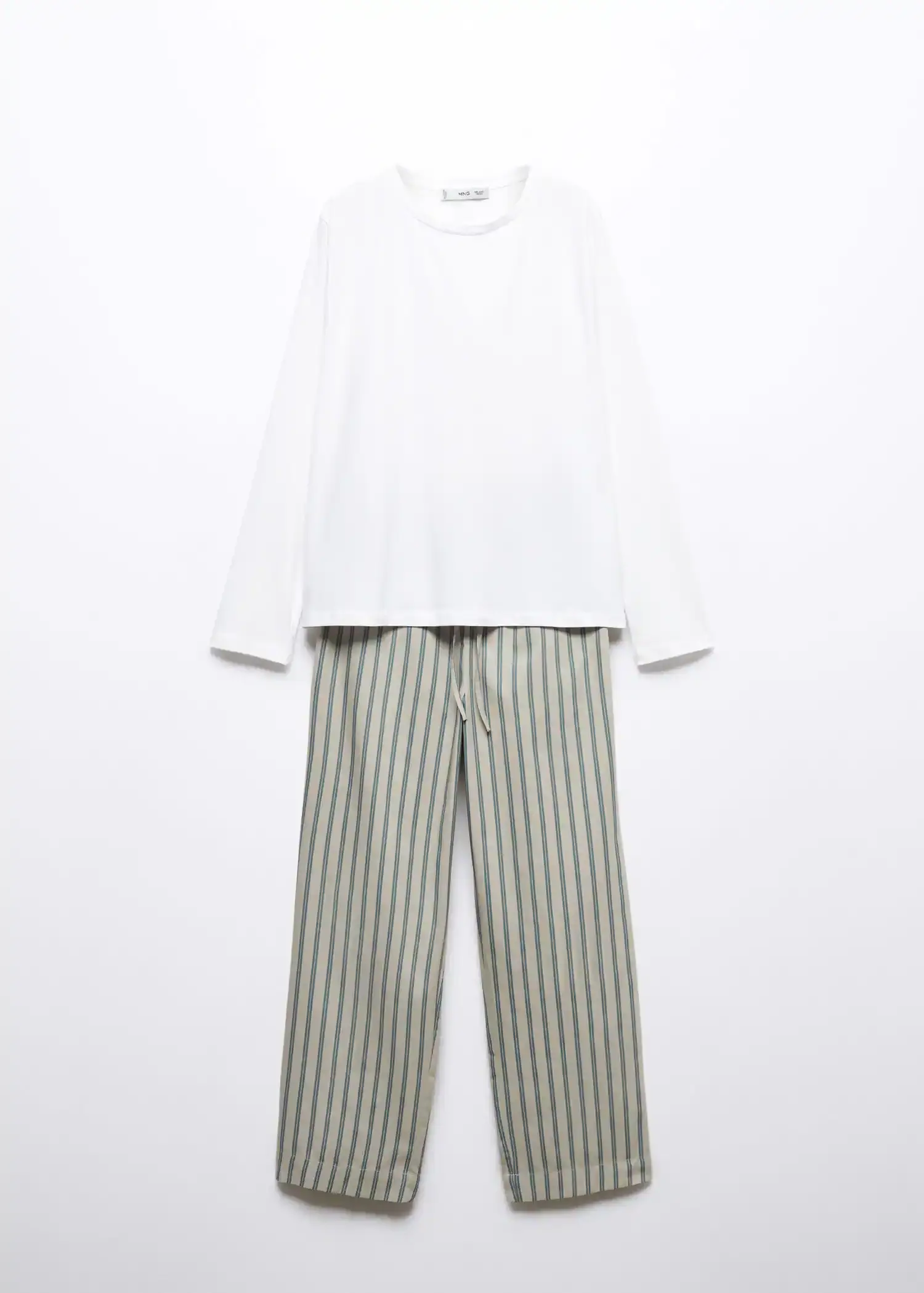 Mango Langer Baumwoll-Pyjama mit Streifenmuster. 1