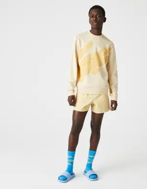 Lacoste Men's Crew Neck Print Organic Cotton Fleece Sweatshirt