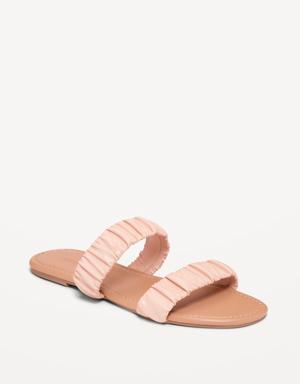 Faux-Leather Ruched Sandals for Women pink