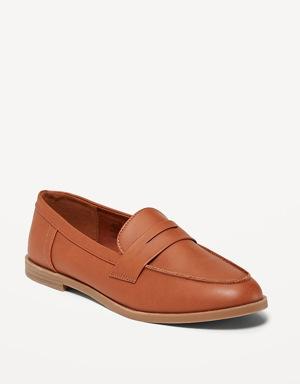 Faux-Leather Penny Loafer Shoes for Women