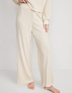 High-Waisted Rib-Knit Wide-Leg Pajama Pants