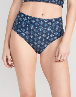 Matching High-Waisted Printed Banded Bikini Swim Bottoms for Women multi